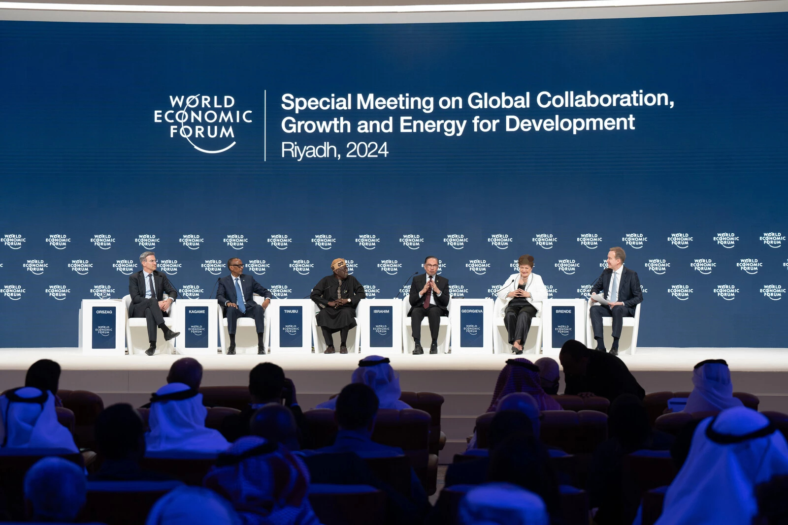 Suasana hari pertama pertemuan khusus Forum Ekonomi Dunia (WEF) di Riyadh, Arab Saudi, Minggu (28/4/2024). (Foto: World Economic Forum) 